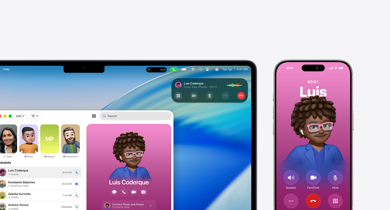 Tela do Mac mostrando o novo app Telefone.