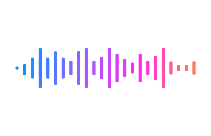 Uma onda sonora com um degradê colorido.