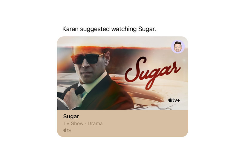 Eine Mitteilung in der Apple TV+ App erinnert dich daran, dass ein Kontakt dir eine Serie empfohlen hat