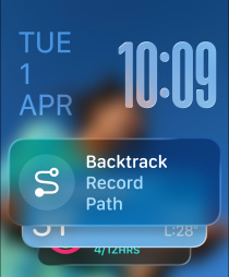 Three Apple Watch models, center in Natural color, face shows Smart Stack with Backtrack widget, right in Jet Black, face shows Workout screen, left in Rose Gold, face with Sleep score