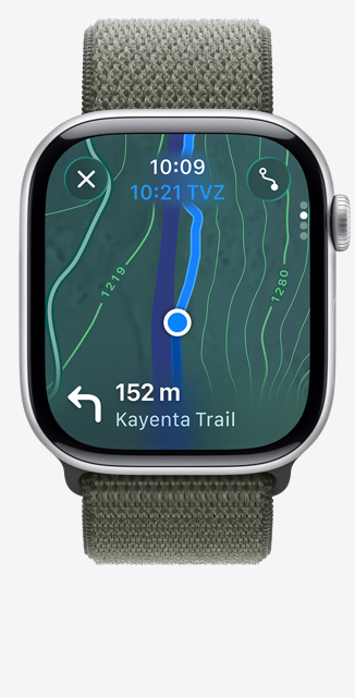 Apple Watch Series 11, Harita ekranı, doğa yürüyüşü rotası